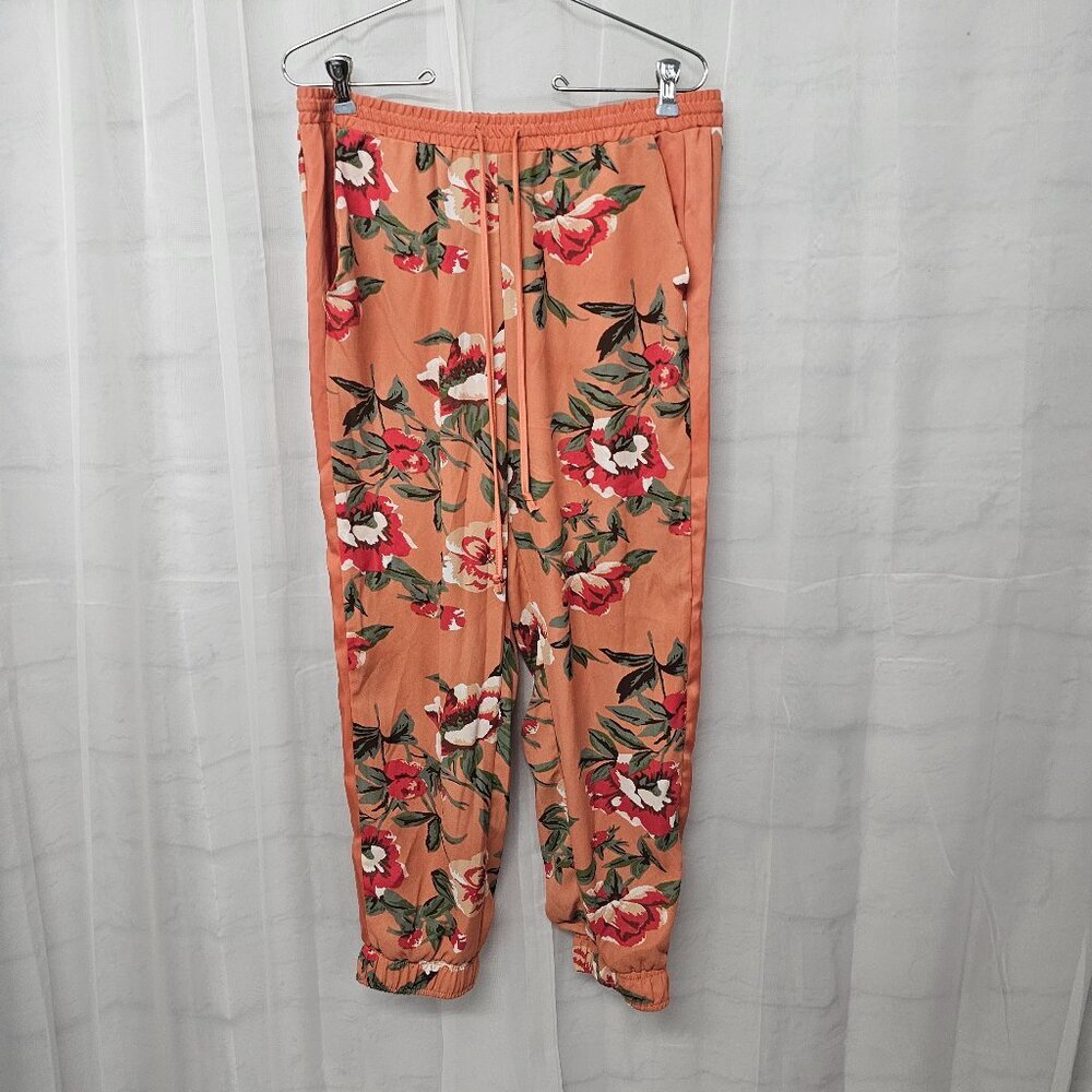 Fever Orange Green Floral Boho Joggers Cottgecore Festival M